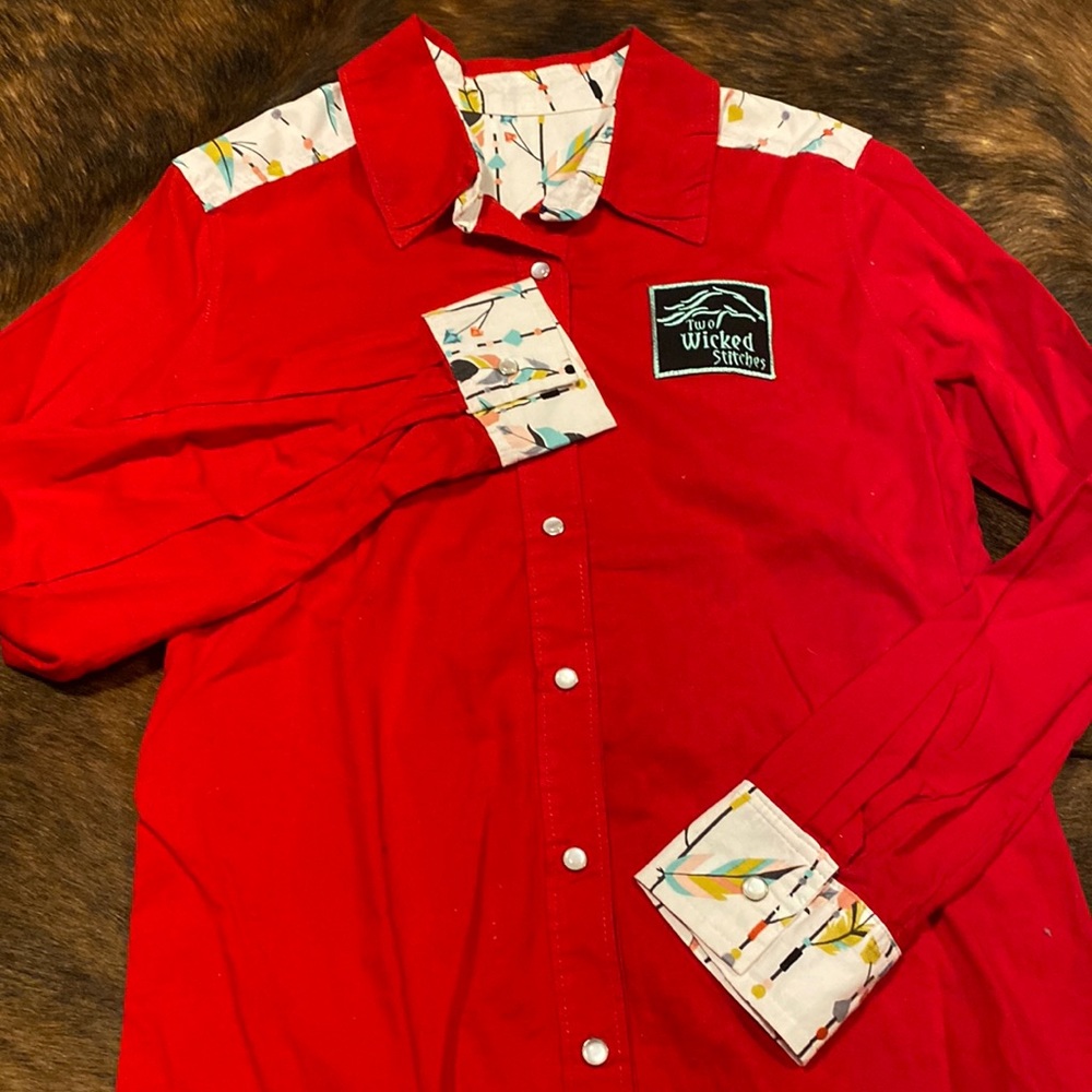 Two wicked stitches red western shirt